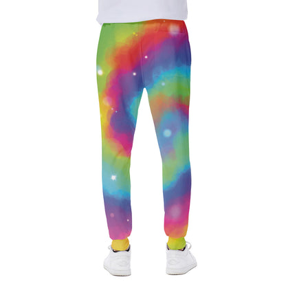 Rainbow Spiral Tie Dye Print Scuba Joggers