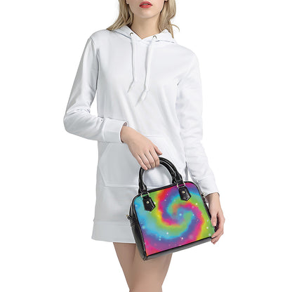 Rainbow Spiral Tie Dye Print Shoulder Handbag