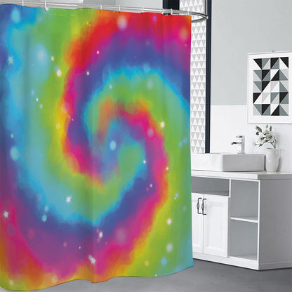 Rainbow Spiral Tie Dye Print Shower Curtain