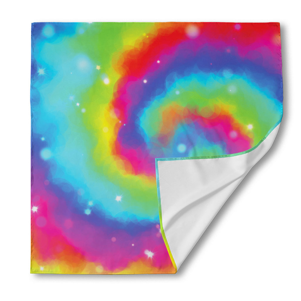 Rainbow Spiral Tie Dye Print Silk Bandana