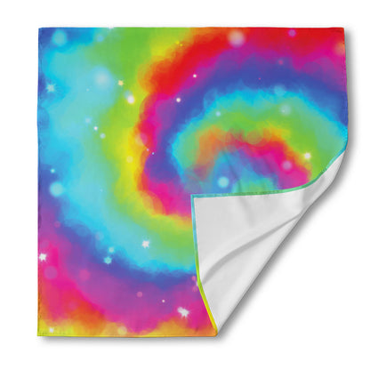 Rainbow Spiral Tie Dye Print Silk Bandana