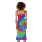 Rainbow Spiral Tie Dye Print Slim Fit Midi Cami Dress