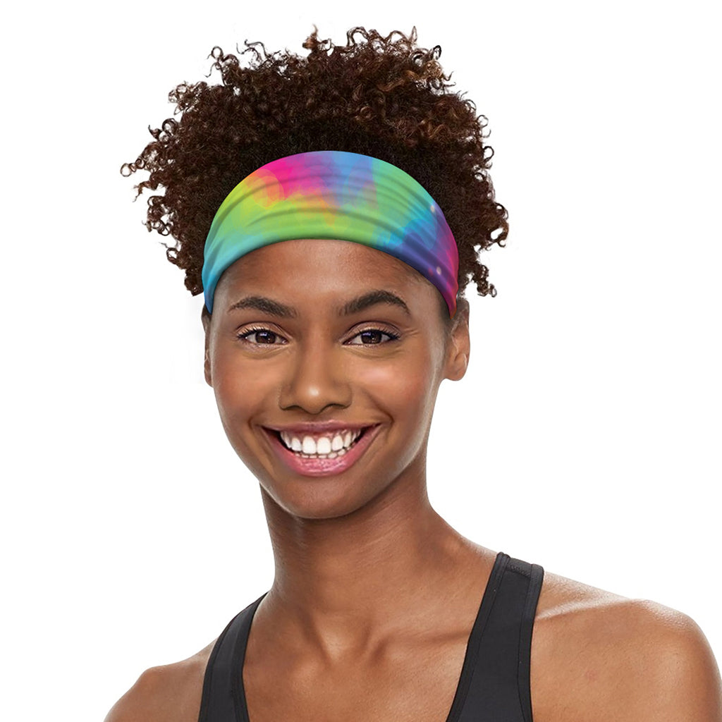Rainbow Spiral Tie Dye Print Sports Headband