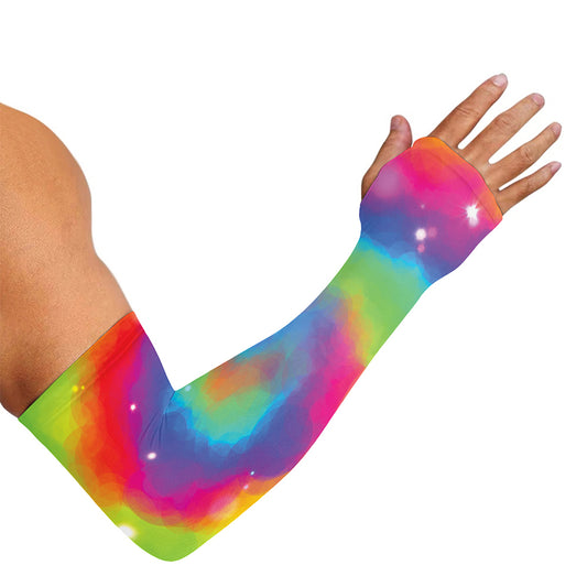 Rainbow Spiral Tie Dye Print Sun Protection Arm Sleeves