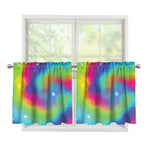 Rainbow Spiral Tie Dye Print Tier Curtains
