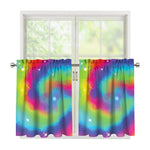 Rainbow Spiral Tie Dye Print Tier Curtains