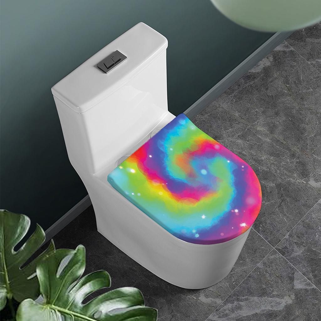 Rainbow Spiral Tie Dye Print Toilet Lid Cover