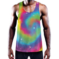 Rainbow Spiral Tie Dye Print Men's Workout Tank Top