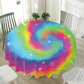 Rainbow Spiral Tie Dye Print Waterproof Round Tablecloth