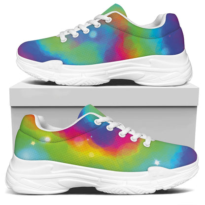 Rainbow Spiral Tie Dye Print White Chunky Shoes