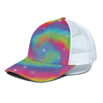 Rainbow Spiral Tie Dye Print White Mesh Trucker Cap