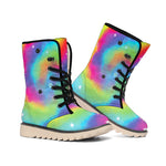 Rainbow Spiral Tie Dye Print Winter Boots