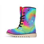 Rainbow Spiral Tie Dye Print Winter Boots