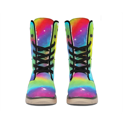 Rainbow Spiral Tie Dye Print Winter Boots