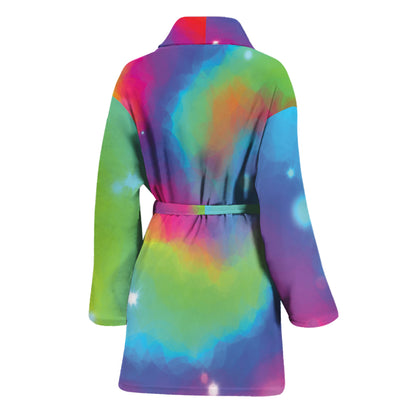 Rainbow Spiral Tie Dye Print Women's Bathrobe