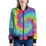 Rainbow Spiral Tie Dye Print Women's Bomber Jacket