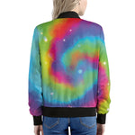 Rainbow Spiral Tie Dye Print Women's Bomber Jacket