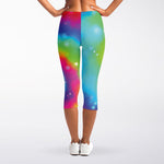 Rainbow Spiral Tie Dye Print Women's Capri Leggings