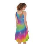 Rainbow Spiral Tie Dye Print Women's Sleeveless Dress