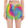 Rainbow Spiral Tie Dye Print Women's Split Running Shorts