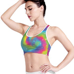 Rainbow Spiral Tie Dye Print Women's Sports Bra