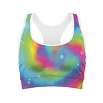 Rainbow Spiral Tie Dye Print Women's Sports Bra