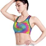 Rainbow Spiral Tie Dye Print Women's Sports Bra