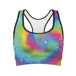 Rainbow Spiral Tie Dye Print Women's Sports Bra