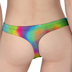 Rainbow Spiral Tie Dye Print Women's Thong