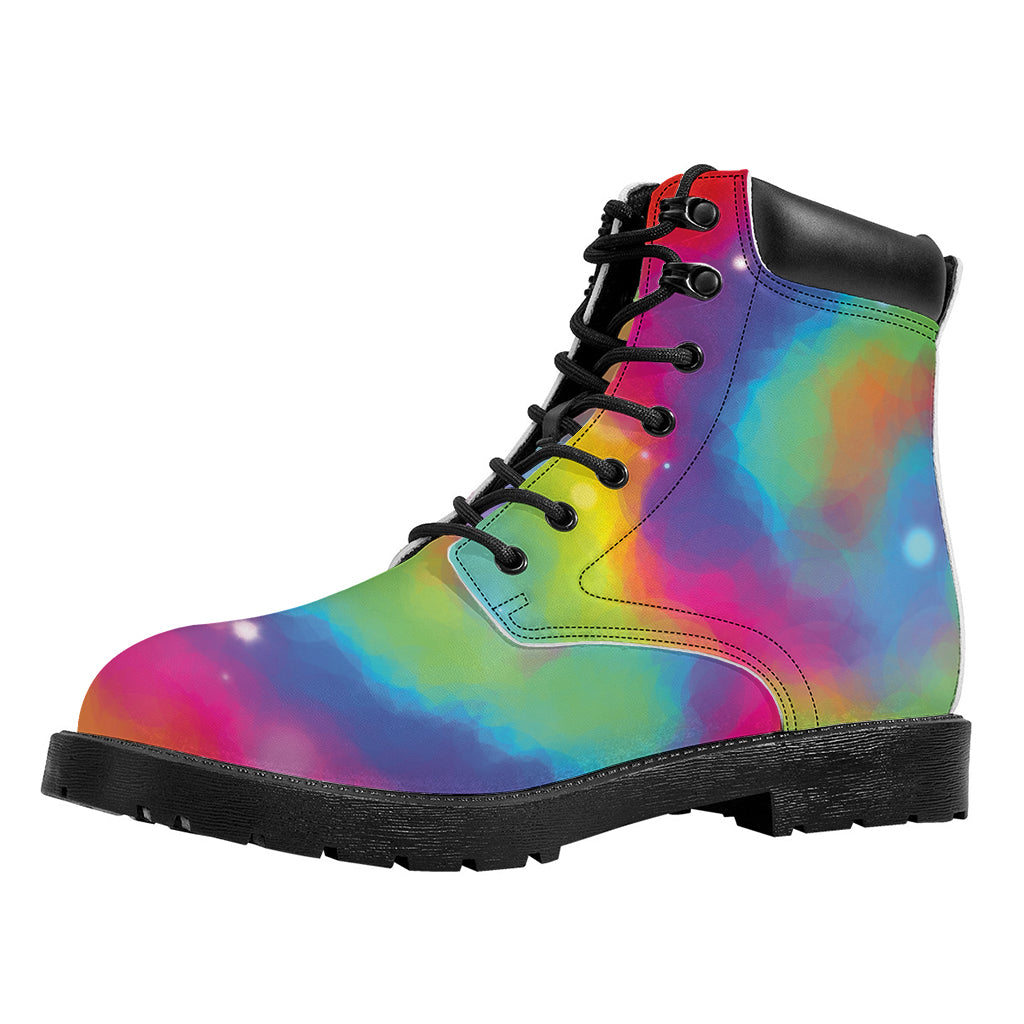 Rainbow Spiral Tie Dye Print Work Boots