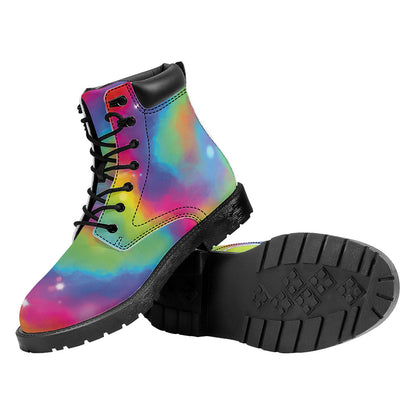 Rainbow Spiral Tie Dye Print Work Boots