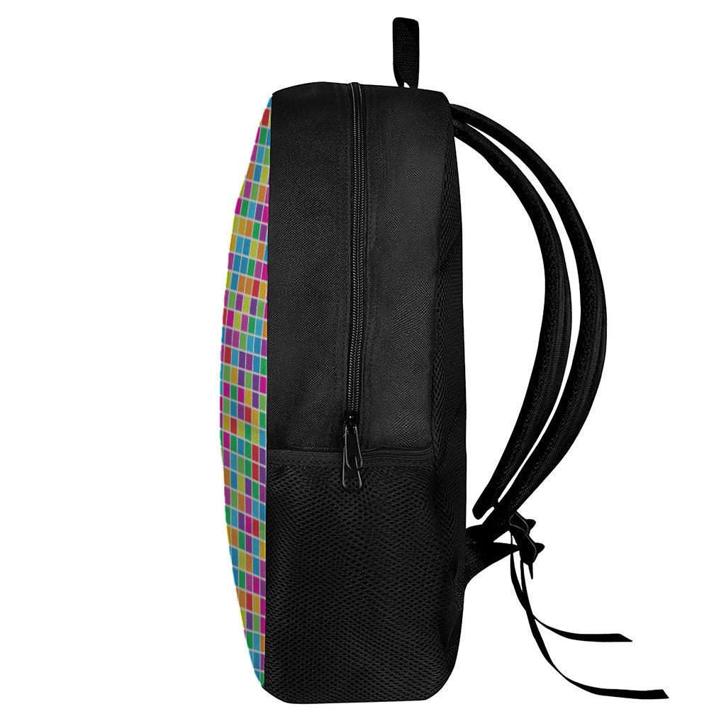 Rainbow Squares Pattern Print 17 Inch Backpack
