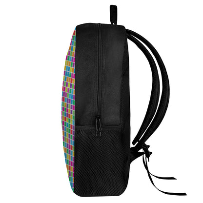Rainbow Squares Pattern Print 17 Inch Backpack
