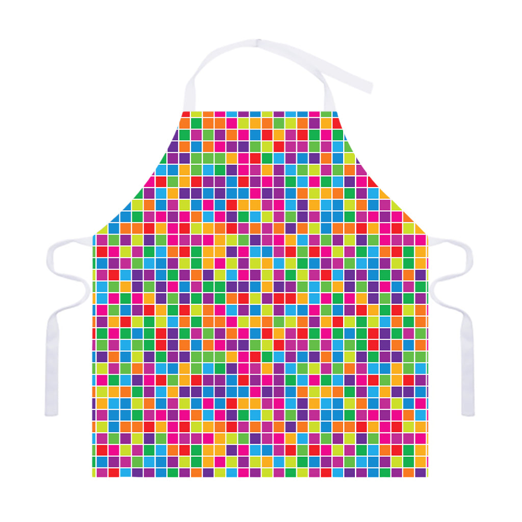 Rainbow Squares Pattern Print Adjustable Apron