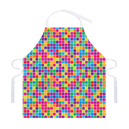 Rainbow Squares Pattern Print Adjustable Apron