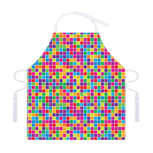 Rainbow Squares Pattern Print Adjustable Apron