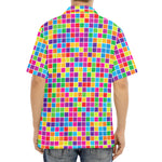 Rainbow Squares Pattern Print Aloha Shirt