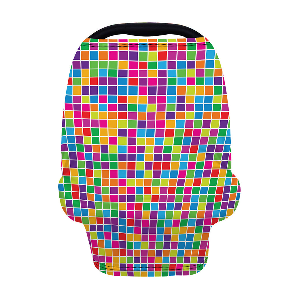 Rainbow Squares Pattern Print Baby Seat Cover