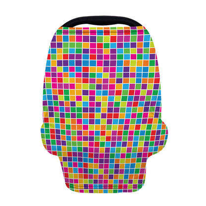 Rainbow Squares Pattern Print Baby Seat Cover