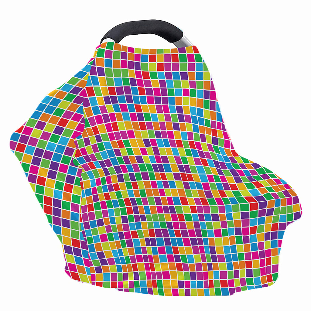 Rainbow Squares Pattern Print Baby Seat Cover