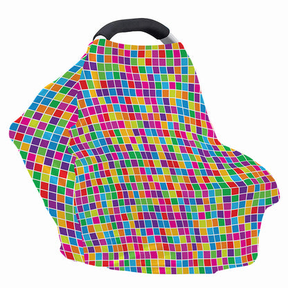 Rainbow Squares Pattern Print Baby Seat Cover