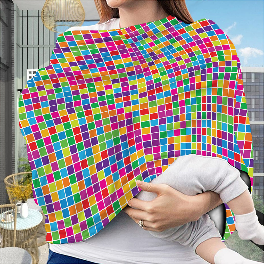 Rainbow Squares Pattern Print Baby Seat Cover