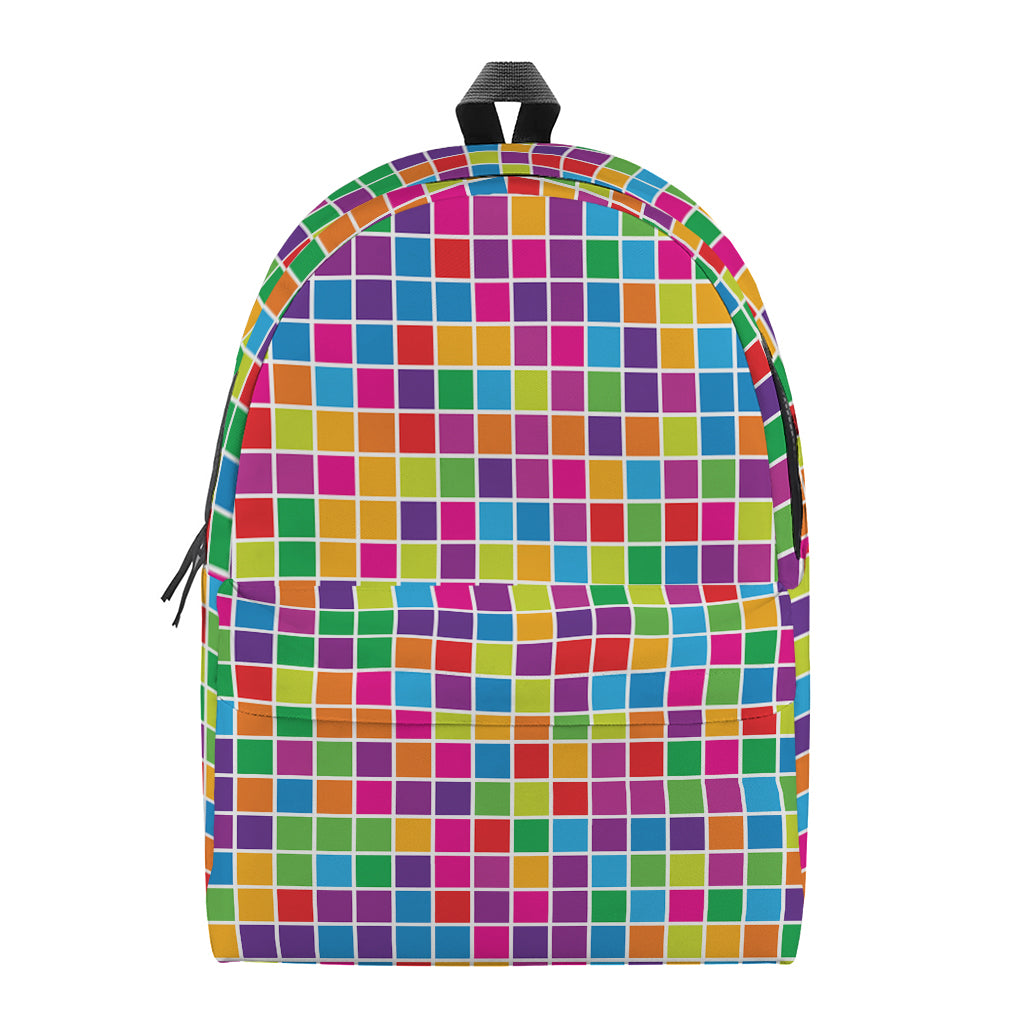 Rainbow Squares Pattern Print Backpack