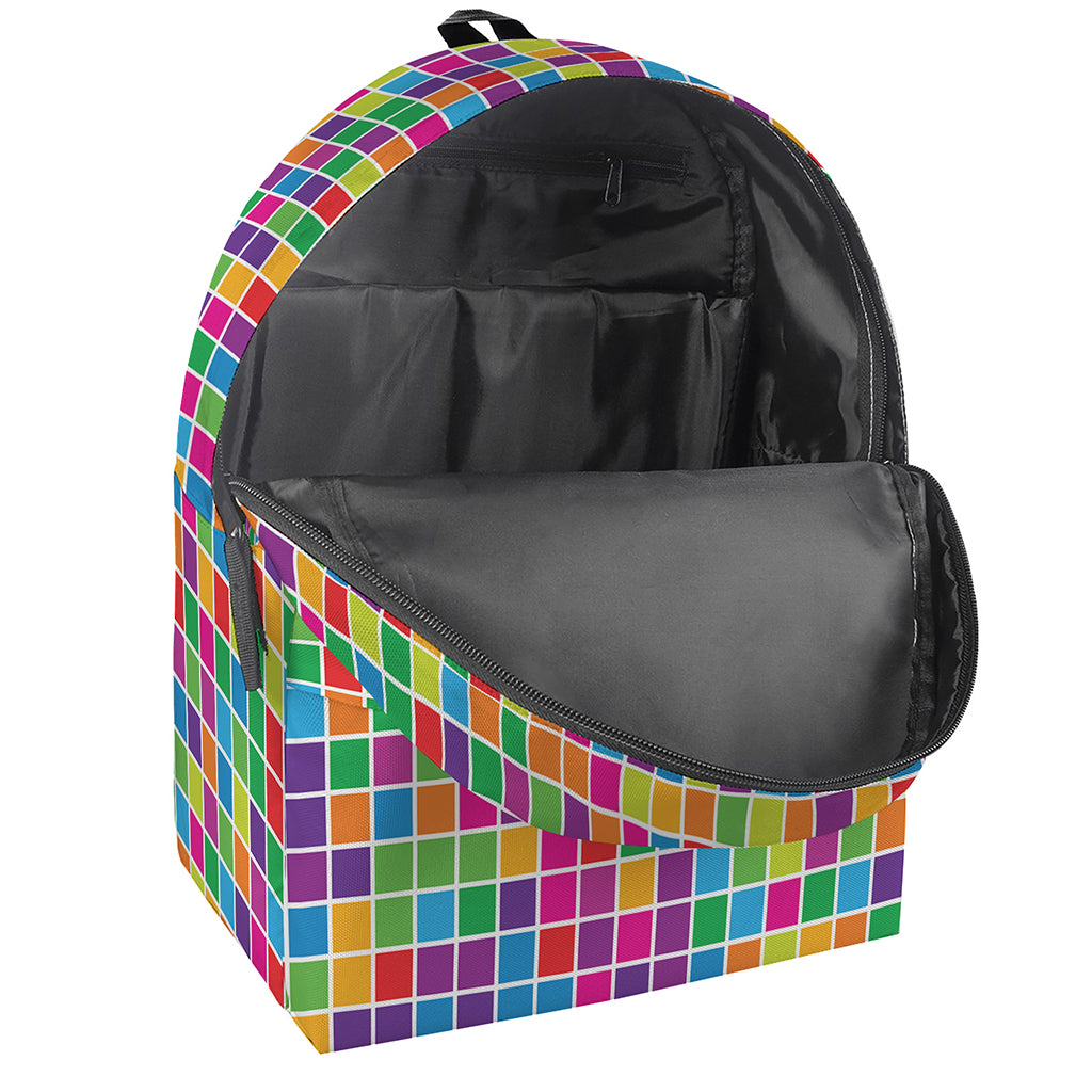 Rainbow Squares Pattern Print Backpack