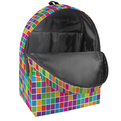 Rainbow Squares Pattern Print Backpack