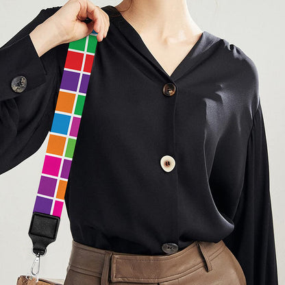 Rainbow Squares Pattern Print Bag Strap