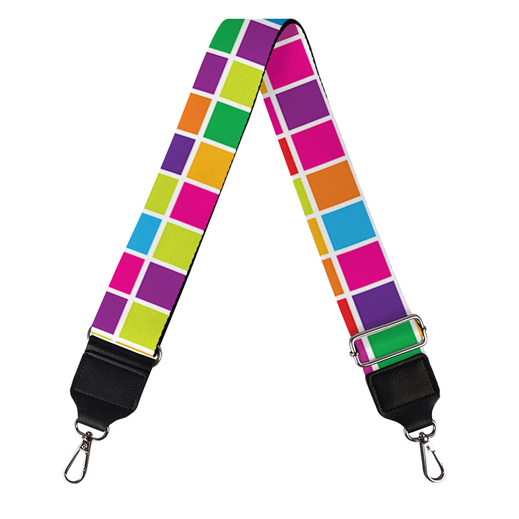 Rainbow Squares Pattern Print Bag Strap