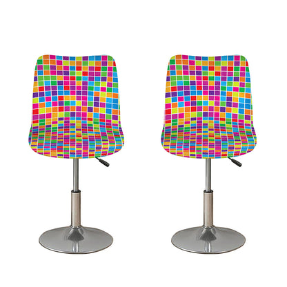 Rainbow Squares Pattern Print Bar Stool Covers