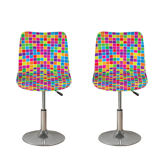 Rainbow Squares Pattern Print Bar Stool Covers