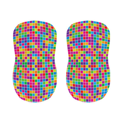 Rainbow Squares Pattern Print Bar Stool Covers